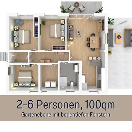 Appartement Hoeckelheim - Blaue Lagune - Neu, Modern & Geraeumig - 100 Qm - 3 Schlafzimmer - Bis 6 Gaeste, Babies Reisen Gratis - Garten, Grill & Terrasse - Fussbodenheizung - Smart-tv - Kueche Mit Backofen, Spuelmaschine & Toaster - Nahe Goettin Northeim