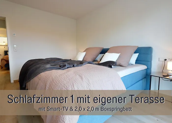 公寓 Hoeckelheim - Blaue Lagune - Neu, Modern & Geraeumig - 100 Qm - 3 Schlafzimmer - Bis 6 Gaeste, Babies Reisen Gratis - Garten, Grill & Terrasse - Fussbodenheizung - Smart-tv - Kueche Mit Backofen, Spuelmaschine & Toaster - Nahe Goettin *