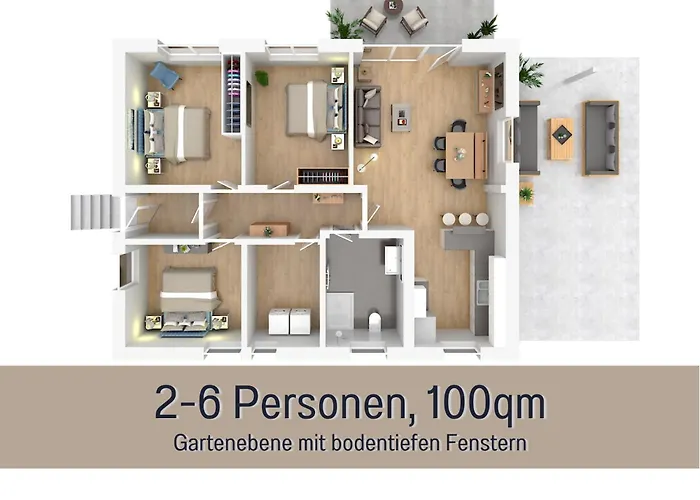 公寓 Hoeckelheim - Blaue Lagune - Neu, Modern & Geraeumig - 100 Qm - 3 Schlafzimmer - Bis 6 Gaeste, Babies Reisen Gratis - Garten, Grill & Terrasse - Fussbodenheizung - Smart-tv - Kueche Mit Backofen, Spuelmaschine & Toaster - Nahe Goettin 诺特海姆